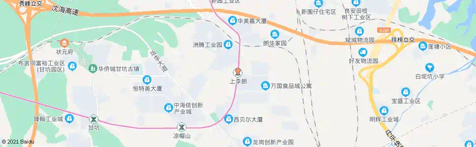 深圳上李朗村_公交站地图_深圳公交_妙搜公交查询2024