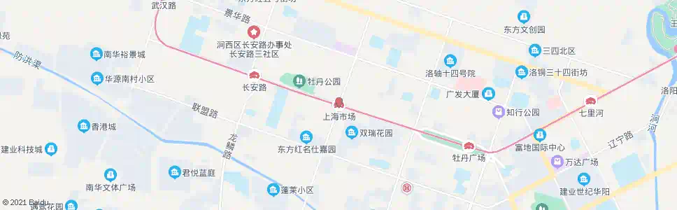 洛阳上海市场(牡丹公园西苑路青岛路口)_公交站地图_洛阳公交_妙搜公交查询2024