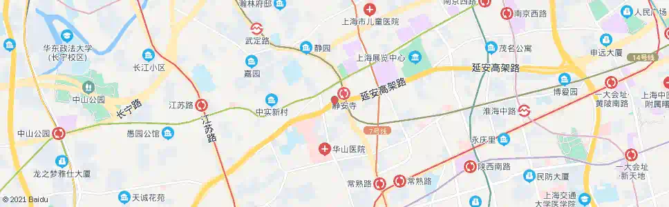 上海延安西路华山路_公交站地图_上海公交_妙搜公交查询2024