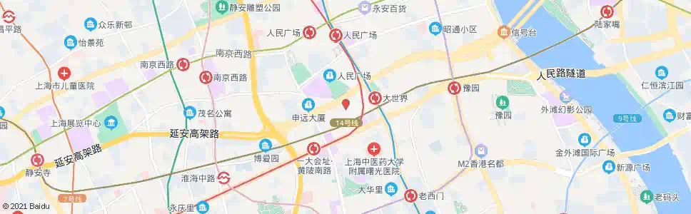 上海普安路(延安东路)_公交站地图_上海公交_妙搜公交查询2024