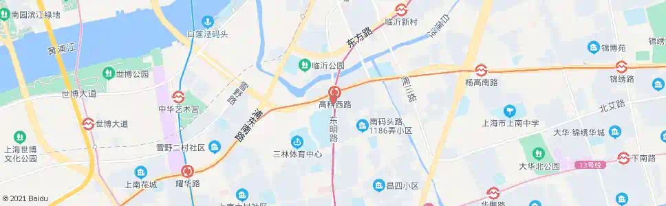 上海东明路高科西路_公交站地图_上海公交_妙搜公交查询2024