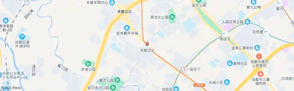 成都三环羊犀立交北内侧_公交站地图_成都公交_妙搜公交查询2024